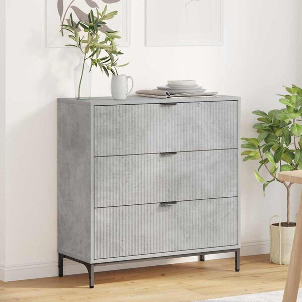 vidaXL Buffet Gris b&eacute;ton 79,5 x 33 x 82 cm Bois d'ing&eacute;nierie