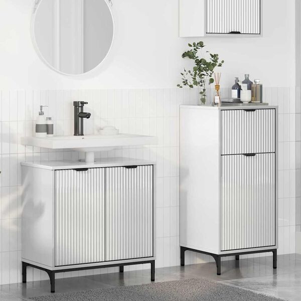 vidaXL Ensemble de mobilier de salle de bain 2 pcs Blanc brillant