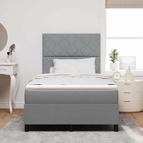 vidaXL Lit &agrave; ressorts avec matelas Gris clair 120 x 190 cm tissu