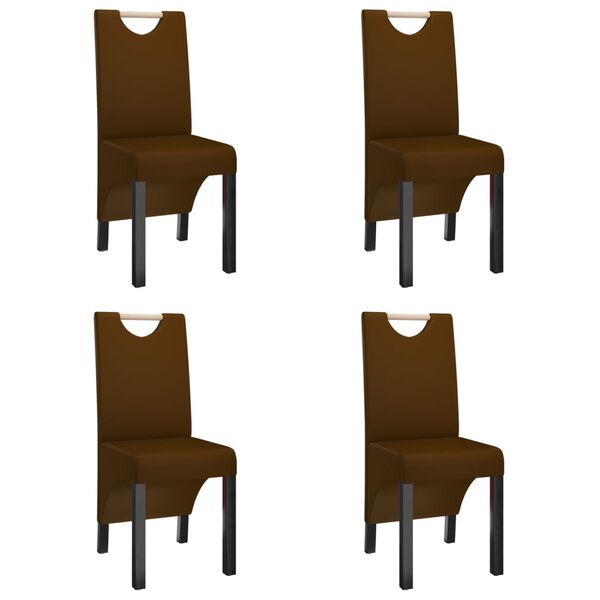 vidaXL Chaises &agrave; manger lot de 4 marron similicuir