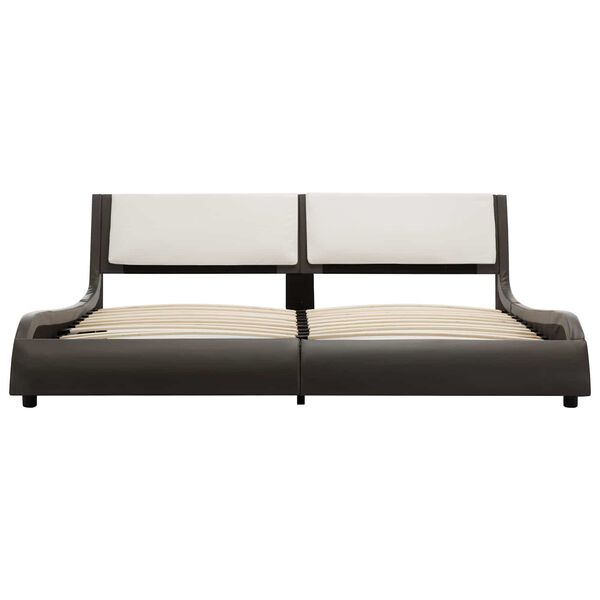 vidaXL Cadre de lit Gris et blanc 160 x 200 cm Simili cuir