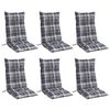 vidaXL Coussins de chaise &agrave; dossier haut lot de 6 motif carreaux gris