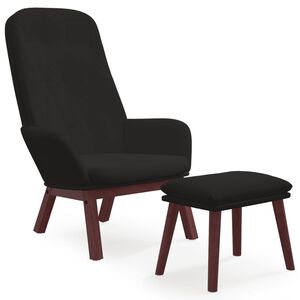 vidaXL Chaise de relaxation avec repose-pied Noir Velours