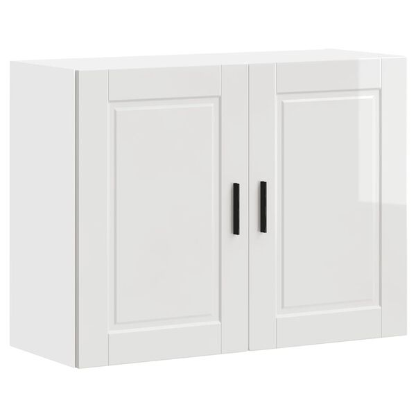 vidaXL Armoire murale de cuisine Porto blanc brillant bois ing&eacute;nierie