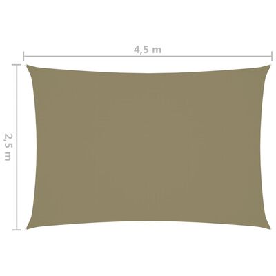vidaXL Voile de parasol tissu oxford rectangulaire 2,5x4,5 m beige