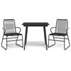 vidaXL Ensemble &agrave; manger de jardin 3 pcs noir rotin PVC