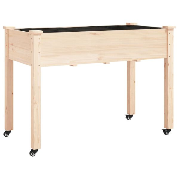 vidaXL Jardini&egrave;re sur roues avec doublure 118x59x80 cm bois de sapin