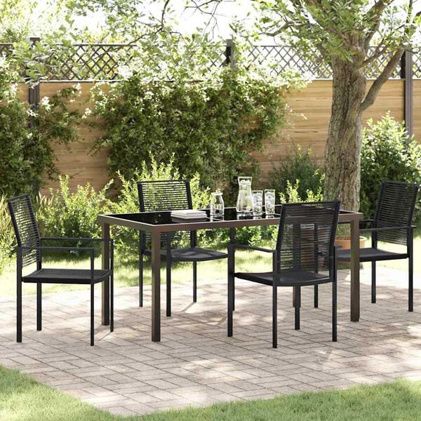 vidaXL Ensemble de salle &agrave; manger pour jardin 5 pcs Noir