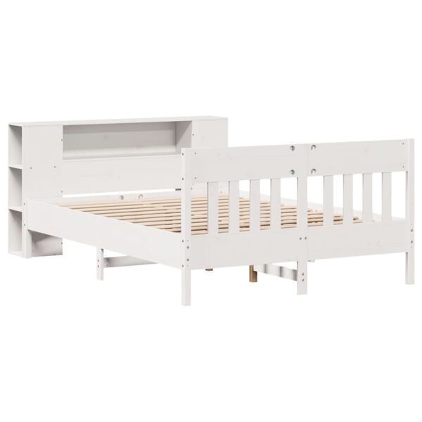 vidaXL Lit bibliothèque sans matelas blanc 140x200 cm bois pin massif