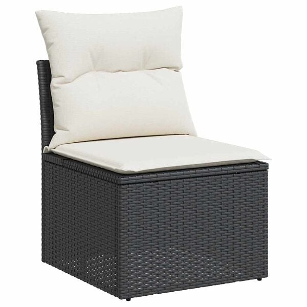 vidaXL Salon de jardin 7 pcs avec coussins noir r&eacute;sine tress&eacute;e