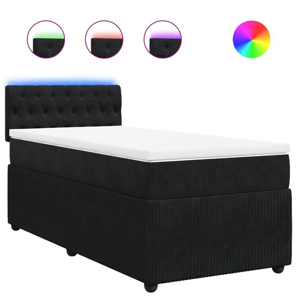 vidaXL Sommier &agrave; lattes de lit avec matelas Noir 100x200 cm Velours