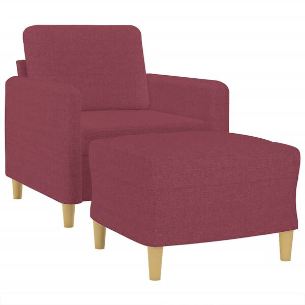 vidaXL Fauteuil avec repose-pied Rouge bordeaux 60 cm Tissu