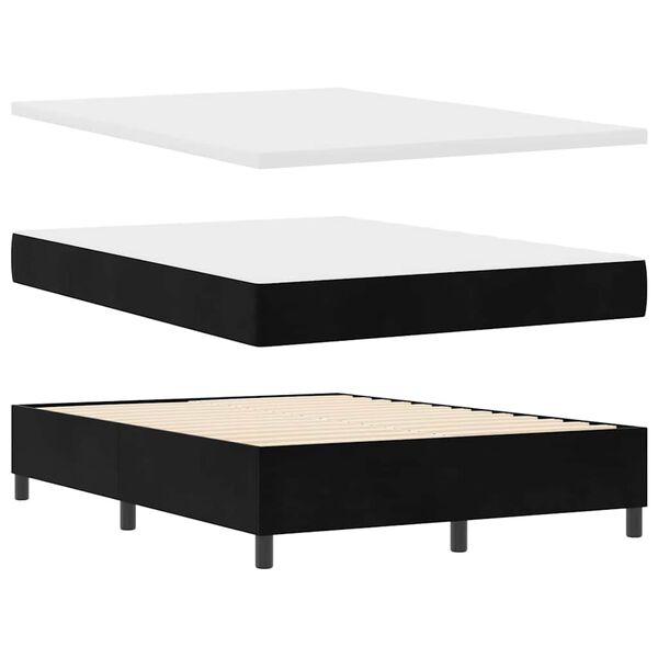 vidaXL Lit &agrave; ressorts avec matelas Noir 140 x 190 cm Velours