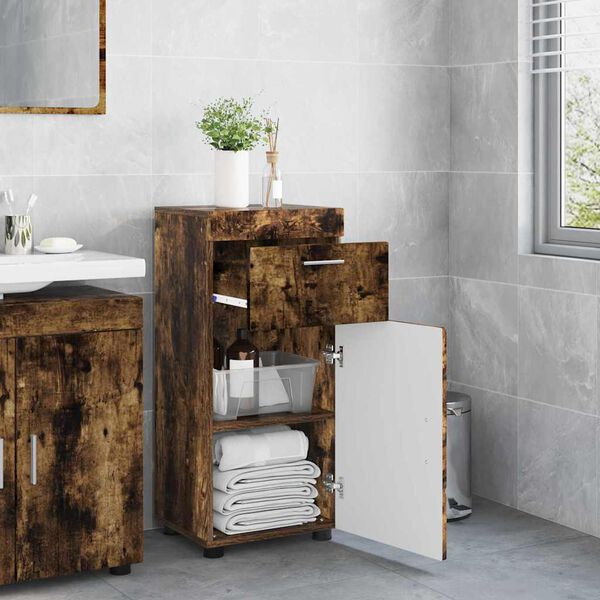 vidaXL Ensemble d'armoire de salle de bain TULUM Ch&ecirc;ne fum&eacute;