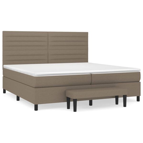 vidaXL Sommier &agrave; lattes de lit avec matelas Taupe 200x200 cm Tissu