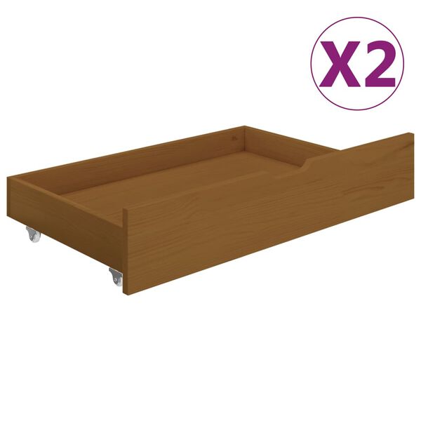 vidaXL Cadre de lit avec 2 tiroirs Marron miel Bois de pin 160x200 cm