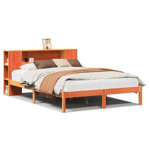 vidaXL Lit biblioth&egrave;que sans matelas cire marron 140x190 cm pin massif