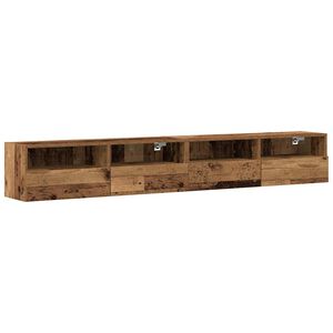 vidaXL Meuble TV mural 2 pc Bois Ancien Bois d'ing&eacute;nierie