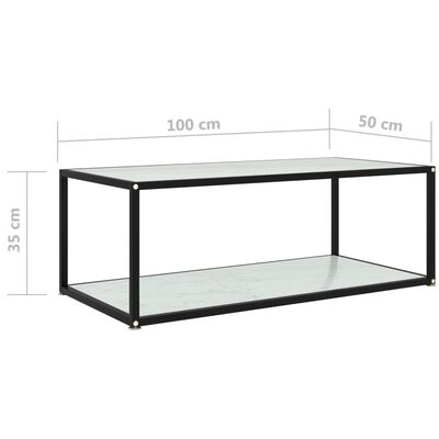 vidaXL Table basse Blanc 100x50x35 cm Verre trempé