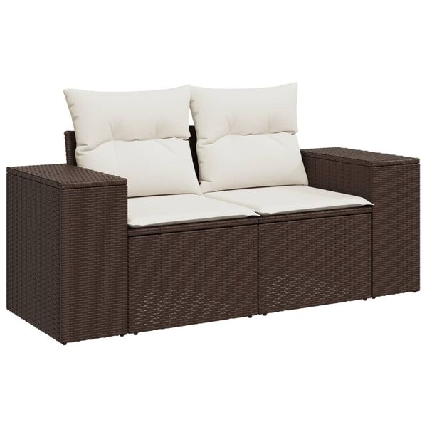 vidaXL Salon de jardin avec coussins 7 pcs marron r&eacute;sine tress&eacute;e