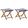 vidaXL Chaise Longue 2 pc Bois d'eucalyptus massif Bleu et Blanc