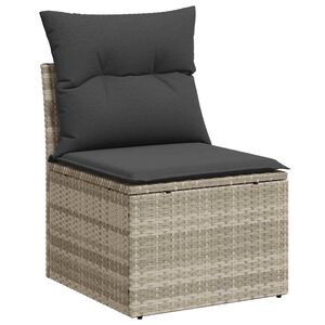 vidaXL Canapé de jardin sans accoudoirs coussins gris clair poly rotin