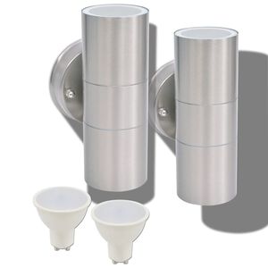 vidaXL Applique murale LED d'ext&eacute;rieur 2 pcs Acier inoxydable haut bas