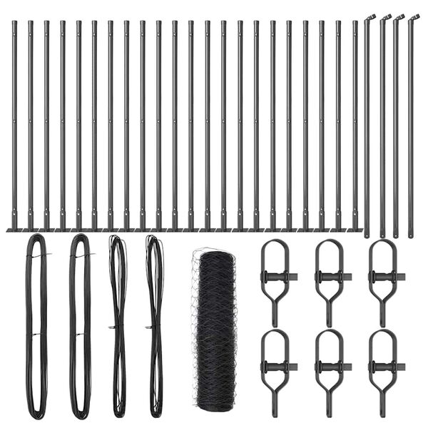 vidaXL Cl&ocirc;ture avec poteaux Gris 0.5 x 50 m Acier recouvert de PVC