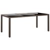 vidaXL Table de jardin 190x90x75 cm Verre tremp&eacute;/r&eacute;sine tress&eacute;e Marron