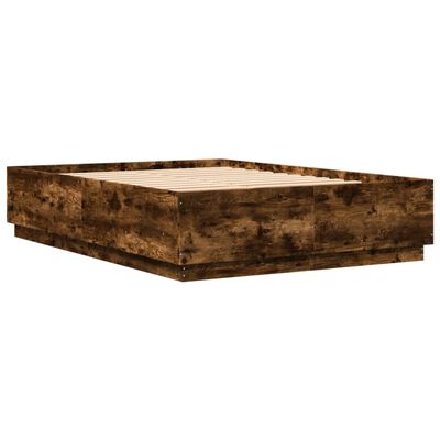 vidaXL Cadre de lit chêne fumé 150x200 cm bois d'ingénierie