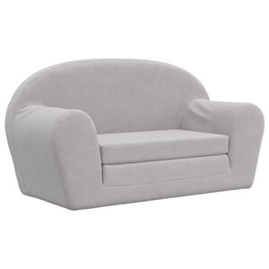 vidaXL Canap&eacute;-lit enfants 2 places gris clair peluche douce