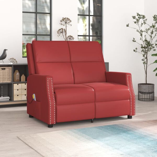 vidaXL Fauteuil de massage inclinable 2 places rouge bordeaux