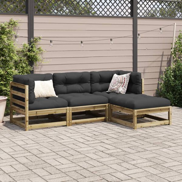 vidaXL Salon de jardin 4 pcs bois de pin impr&eacute;gn&eacute;