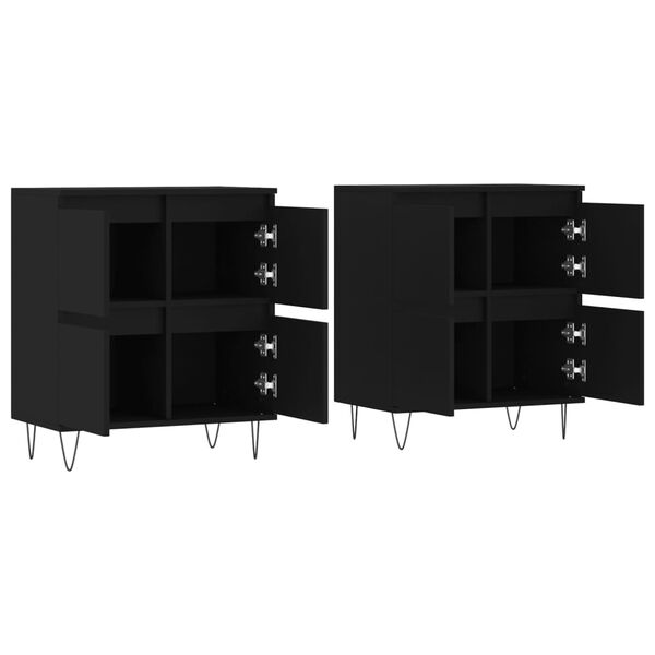 vidaXL Buffets 2 pcs noir bois d'ing&eacute;nierie