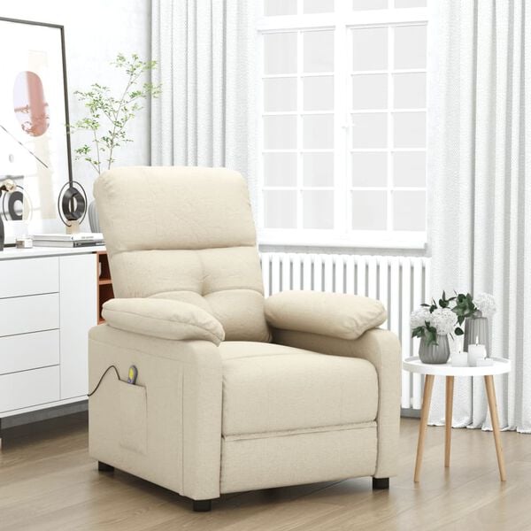 vidaXL Fauteuil de massage Crème Tissu