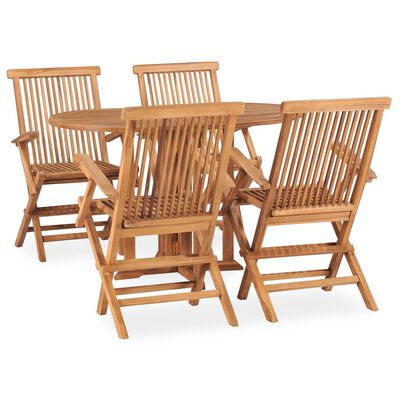 vidaXL Ensemble à manger d'extérieur pliable 5 pcs Bois solide de teck