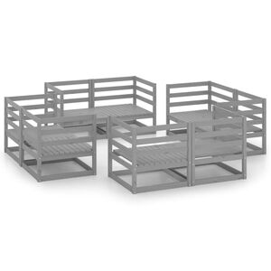 vidaXL Salon de jardin 8 pcs Gris Bois de pin massif