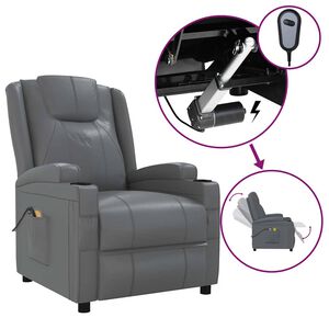 vidaXL Fauteuil de massage &eacute;lectrique Anthracite Similicuir