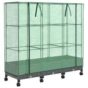 vidaXL Jardini&egrave;re de jardin avec couverture de serre et roues 3 pc PP