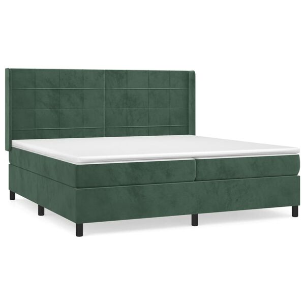 vidaXL Sommier &agrave; lattes de lit et matelas Vert fonc&eacute; 200x200cm Velours
