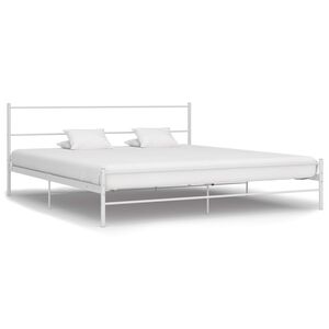vidaXL Cadre de lit sans matelas et t&ecirc;te de lit blanc m&eacute;tal 160x200 cm