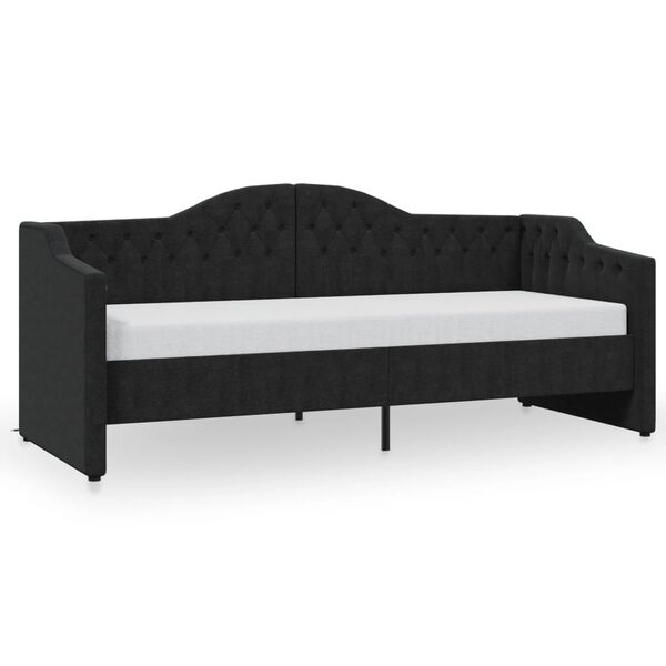 vidaXL Lit avec matelas et &eacute;clairage USB Noir Tissu 90x200 cm