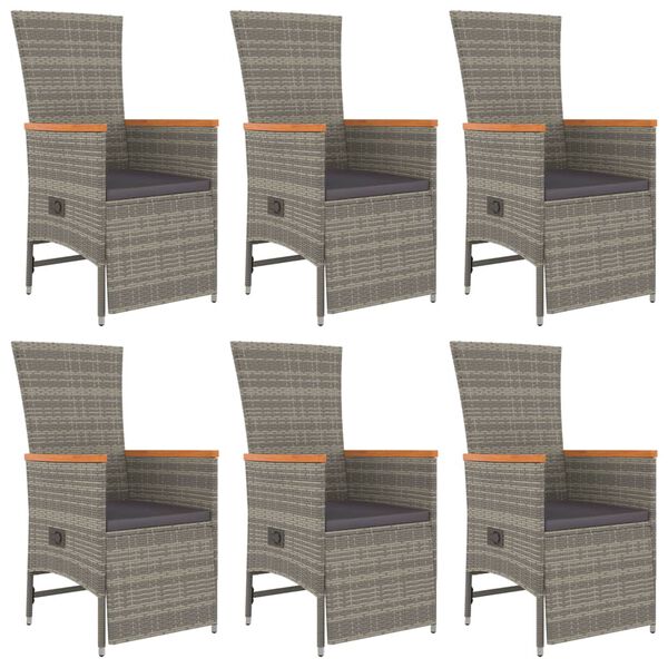 vidaXL Ensemble &agrave; manger de jardin et coussins 7 pcs gris rotin