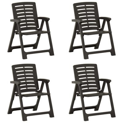 vidaXL Chaises de jardin lot de 4 Plastique Anthracite