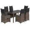 vidaXL Ensemble de bistro de jardin 5 pcs coussins gris poly rotin