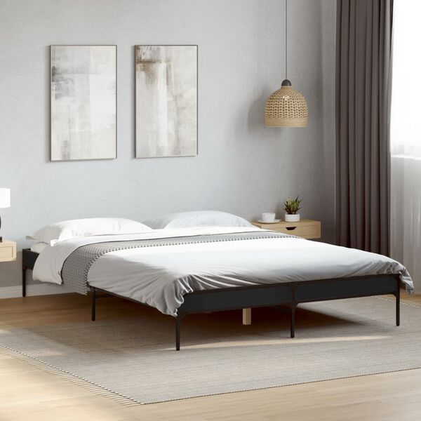 vidaXL Cadre de lit sans matelas noir 140x190 cm