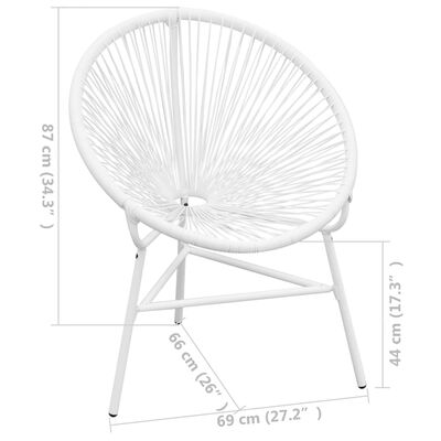 vidaXL Chaise de jardin en corde forme de lune résine tressée blanc