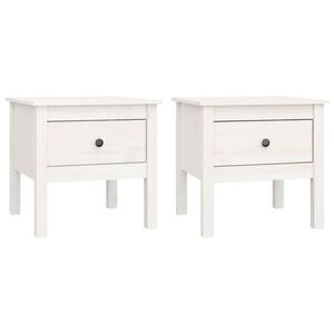 vidaXL Tables d'appoint 2 pcs Blanc 50x50x49 cm Bois massif de pin