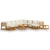 vidaXL Salon de jardin 12 pcs avec coussin Cr&egrave;me Bois d'acacia solide