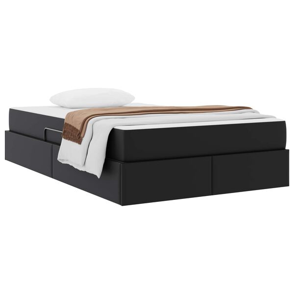 vidaXL Lit avec rangement et matelas avec matelas 2 pcs Noir Cuir